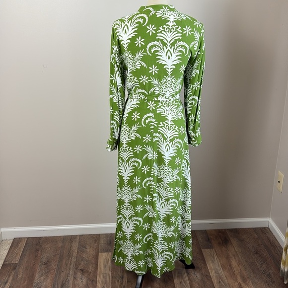 Zara Floral Print Lilou Midi Shirt Dress Belted Tropical Green White Size XS - Picture 3 of 16